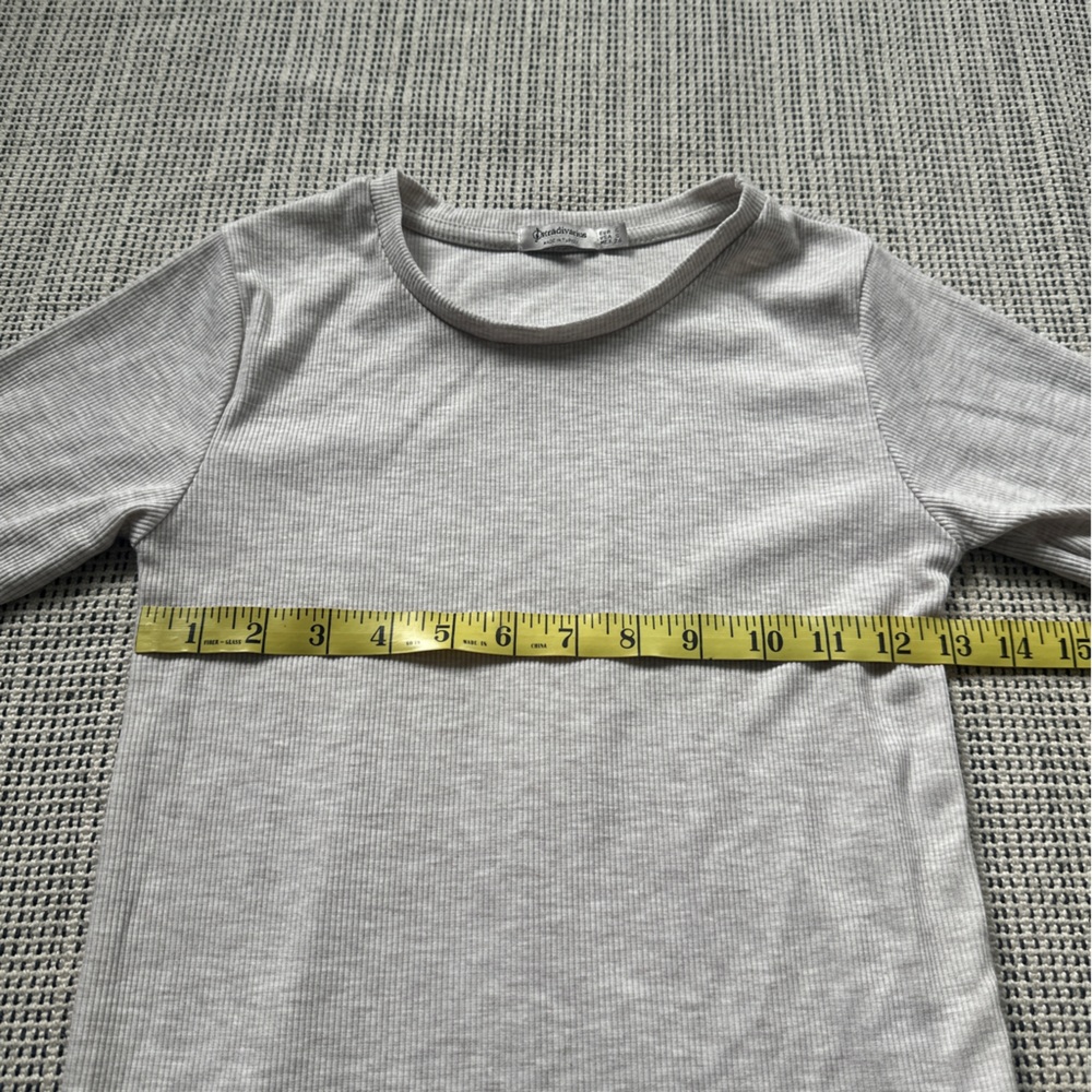 Stradivarius Ribbed Cream Top Size Small - Picture 7 of 8